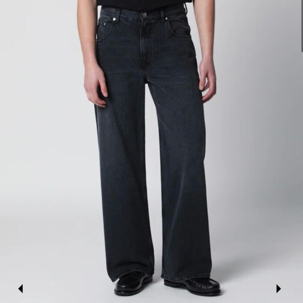 Mens Sefr Wide Cut Faded Black Jeans Size 34 Made in Italy EUC!